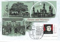 26.10.2017 BRD &quot;500 Jahre Reformation - Luther&quot;, Sonderstempel Worms - Postkarte