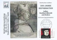 Bund BRD Luther 500 Jahre Reformation Briefmarkenausstellung Halle Kardinal Albrecht.