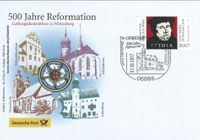 Deutschland: amtliche Kuverts mit Sonderstempel: Nr. 210c: 500 Jahre Reformation, Luthergedenkst&auml;tten, SSt Lutherhaus, Luther Briefmarken