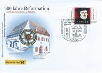500 Jahre Reformation, Luthergedenkst&auml;tten, SSt Luther Sterbehaus, Luther Briefmarken