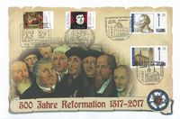 500 Jahre Reformation - Luxusbrief mit vier verschiedenen Luther-Sonderstempeln, Deutschland
