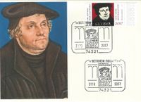 31.10.2017 BRD Bietigheim &quot;500 Jahre Reformation - Luther&quot; - Stempelnummer 21/333 - &quot;Am Anfang stand das Wort&quot;, Luther Briefmarken, Reformation, Luther