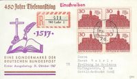 Junker J&ouml;rg, Eduard Ege, Thesenanschlag 1517, Michel-Katalog-Nr. 544, Luther Briefmarken, Wartburg, Eisenach, Lutherstadt,