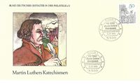 Martin Luther, Katechismus, Lucas Cranach, FDC, Erstagsbrief, Martin Luthers Katechismus, Michel 1016, Martin Luther, Luther Briefmarken