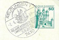 02.06.1980 Sonderstempel Reutlingen 450 Jahre Augsburger Bekenntnis - Landestkirche - Festwoche 17.-25. Juni 1980