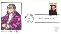 USA Michel-Katalog Nr.: 2065, Martin Luther, FDC, ETB, Martin Luther, Luther Briefmarke, 500 Jahre Martin Luther