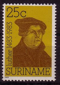07.12.1983 Suriname FDC &quot;500. Geburtstag Martin Luther&quot;, Luther Briefmarken