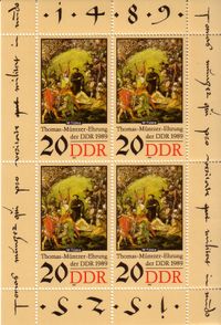 DDR Klb.3271, MiNr. 3269/73 &quot;500. Geburtstag von Thomas M&uuml;ntzer&quot;