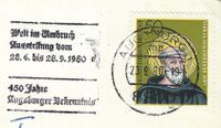 23.09.1980 Maschinenstempel - Augsburg - 450 Jahre Augsburger Bekenntnis - Welt im Umbruch Ausstellung 28.06.-28.09.1980