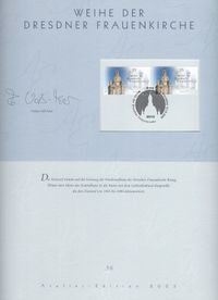 Michel-Katalog-Nummer: Bund 2491, Atelieredition 2005, Weihe der Dresdner Frauenkirche, Lutherdenkmal Dresden, Luther Briefmarken