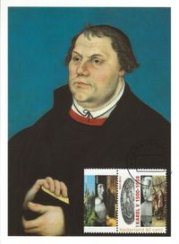 2000.01.04_Niederlande 500 Jahre Todestag Kaiser Karl V auf Maximumkarte Motiv Luther