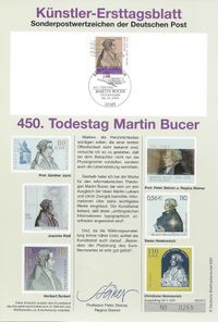 08.02.2001 BRD 450 Todestag Martin Bucer (K&uuml;nstlerblatt), Luther Briefmarken
