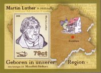 Sangerh&auml;user Kurier, Martin Luther, Luther Briefmarken, Briefmarken, Eisleben, Eisenach, Privatpost, BRD, Luther Briefmarken