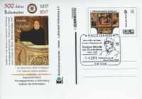 Halle - Kardinal Albrecht von Brandenburg Stempel-Nr. 10 108, Luther Briefmarken, Martin Luther