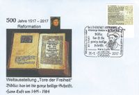95 Thesen, Schlosskirche Wittenberg, Stempelnummer: 01/001, Hiddenhausen, 500 Jahre Reformation, Luther Briefmarken