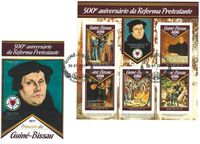 Briefmarkenblock, Guinea-Bissau, Guin&eacute;-Bissau, Reformation, Martin Luther, Luther Briefmarken