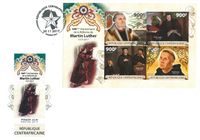 Luther Briefmarken, 20.11.2017 Zentralafrika Martin Luther Reformation 500 Protestantismus MNH Stamp Set