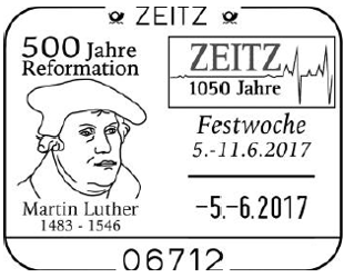 Stempelnummer: 10/124,500 Jahre Reformation, Martin Luther, Luther Briefmarken, Zeitz