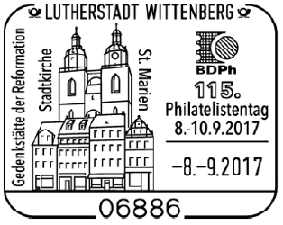 8.09.2017 Lutherstadt Wittenberg Stempelnummer 17/243, Luther Briefmarken, Reformation, Martin Luther, Wittenberg
