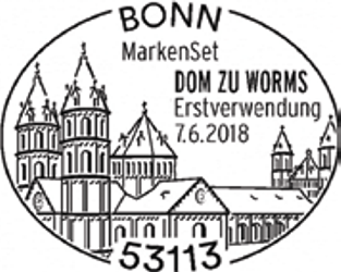 Worms, 1000 Jahre Weihe Dom zu Worms, Wormser Dom, Dom St. Peter , Kaiser Dom, Erstverwendungsstempel Bonn,