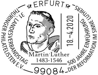 Martin Luther; Stempel-Nr. 07/047 , Sonderstempel Erfurt Martin Luther