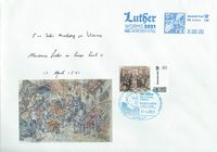 17. April 2017 Sonderstempel 500 Jahre Luther vor Kaiser und Reich - Gendenkblatt Motiv Reichstag 1521 mit Sonderstempel Worms mit 80 Cent I-RT_A5_
