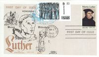 Luther Briefmarken, Wormser Reichstag, Worms, Karl V, Luther vor Kaiser und Reich, USA
