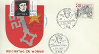 17. April 2017 Sonderstempel 500 Jahre Luther vor Kaiser und Reich - Worms Sonderumschlag 21.04.1971 - 70 Cent 2017 Luther