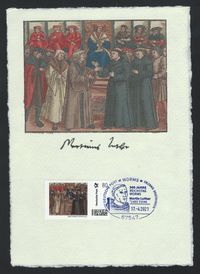 Luther Briefmarken, Wormser Reichstag, Worms, Karl V, Luther vor Kaiser und Reich