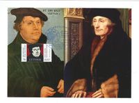 Martin Luther Briefmarke, Ausgabe der 2-Euro-Gedenkm&uuml;nze &bdquo;35 Jahre Erasmus-Programm&ldquo; OVALSTEMPEL Abbildung 2-Euro-Gedenkm&uuml;nze Erasmus- Programm Stempelnummer: 13/071
