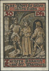 Luther Notgeld, Luther Briefmarken, Lutherfeier 1921 in Eisenach, Notgeld Eisenach