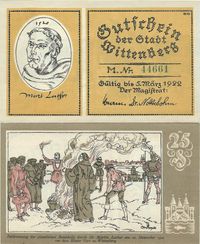 Notgeld Wittenberg 1922, Luther, Notgeld Luther, Martin Luther