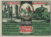Notgeldschein Luther; Halle an der Saale 1921 Luthers letzte Fahrt nach Halle; Halle Luther, Luther Briefmarken