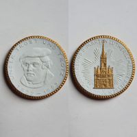 Porzellan Medaille, Meissner Schwertermarke, Martin Luther, Dresden Jungm&auml;nnerbund