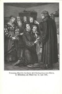 Trauung Martin Luthers mit Katharina von Bora.; Verlag, Druckerei: Fischer + Wittig Leipzig; Martin Luther