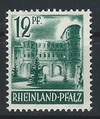 Trier; Porta Nigra, Allierte Besetzung 1947, Rheinland-Pfalz, Michel:4, 12 Pfennige