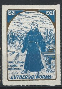 Vignette Worms 1921 - 400 Jahre Reformation - Canada, Reichstag zu Worms, Martin Luther 1521, Worms