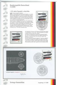 13.07.2000 Erstagssammelblatt 100 Jahre Zeppelin - Erstagsstempel Berlin Mi. Nr. 2128 ETB 312000
