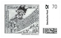 Briefmarke Lothar III, Lothar von Supplinburg - von 1133 bis 1137 Kaiser des r&ouml;misch-deutschen Reiches.