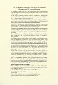 1988 BRD + DDR &quot;500 Jahre Ulrich von Hutten&quot;